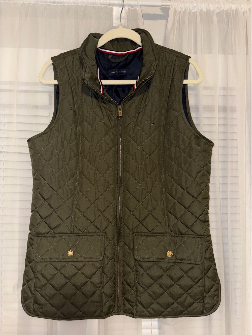 Olive Tommy Hilfiger Quilted Zip Vest